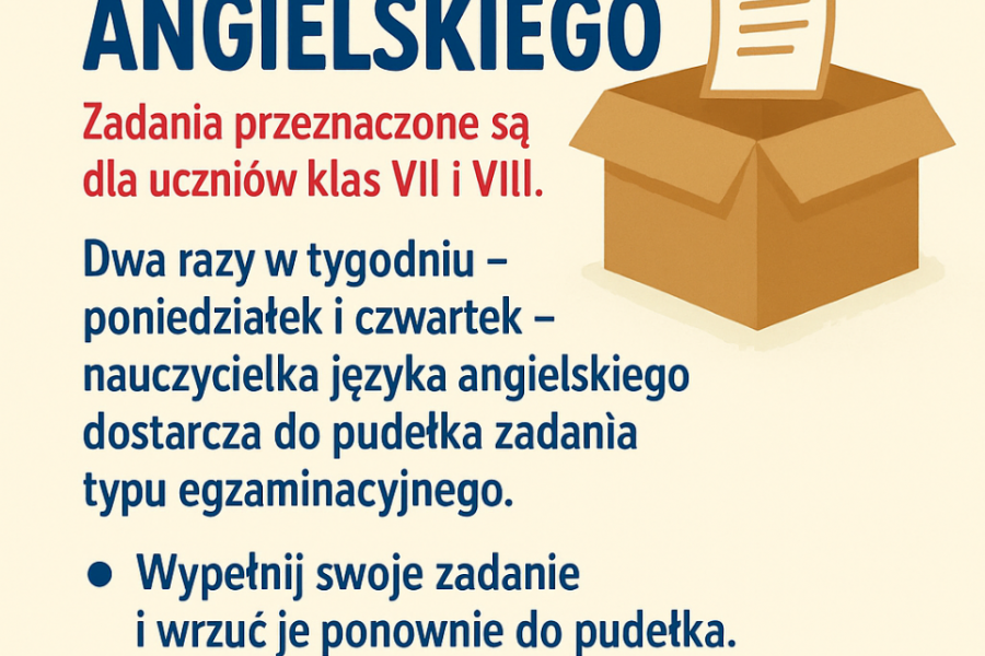 Pudełko z zadaniami z języka agnielskiego 2025
